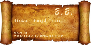 Bieber Benjámin névjegykártya